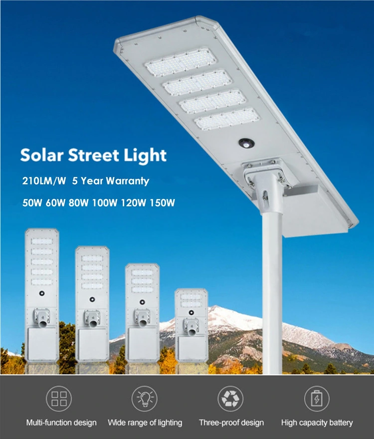 Outdoor All in One Commercial Park Garden Lamp Integrated Solar Power LED Parking Lot Street Light